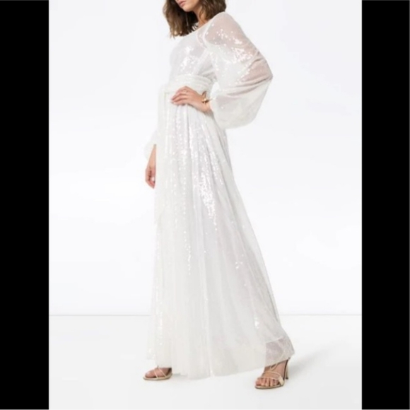 Staud Pearl Clear Sequin Maxi Belted Dress S - Picture 6 of 11